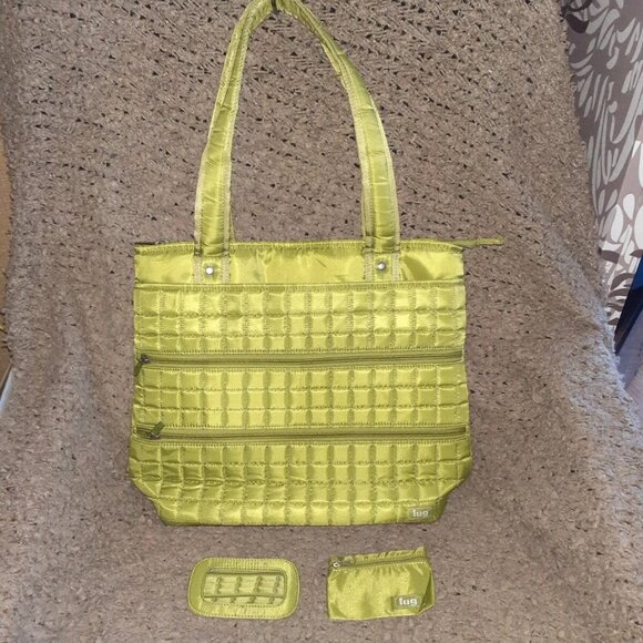 LUG-Taxicab-Green Tote-Shoulder Bag-Quilted Travel-Storage Pockets-Diaper Bag-NM - Picture 1 of 11